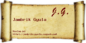 Jambrik Gyula névjegykártya